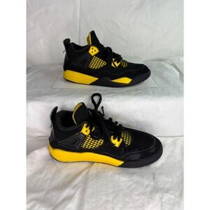Air Jordan 4 Retro Black Yellow GS Youth Basketball Shoes Sneakers